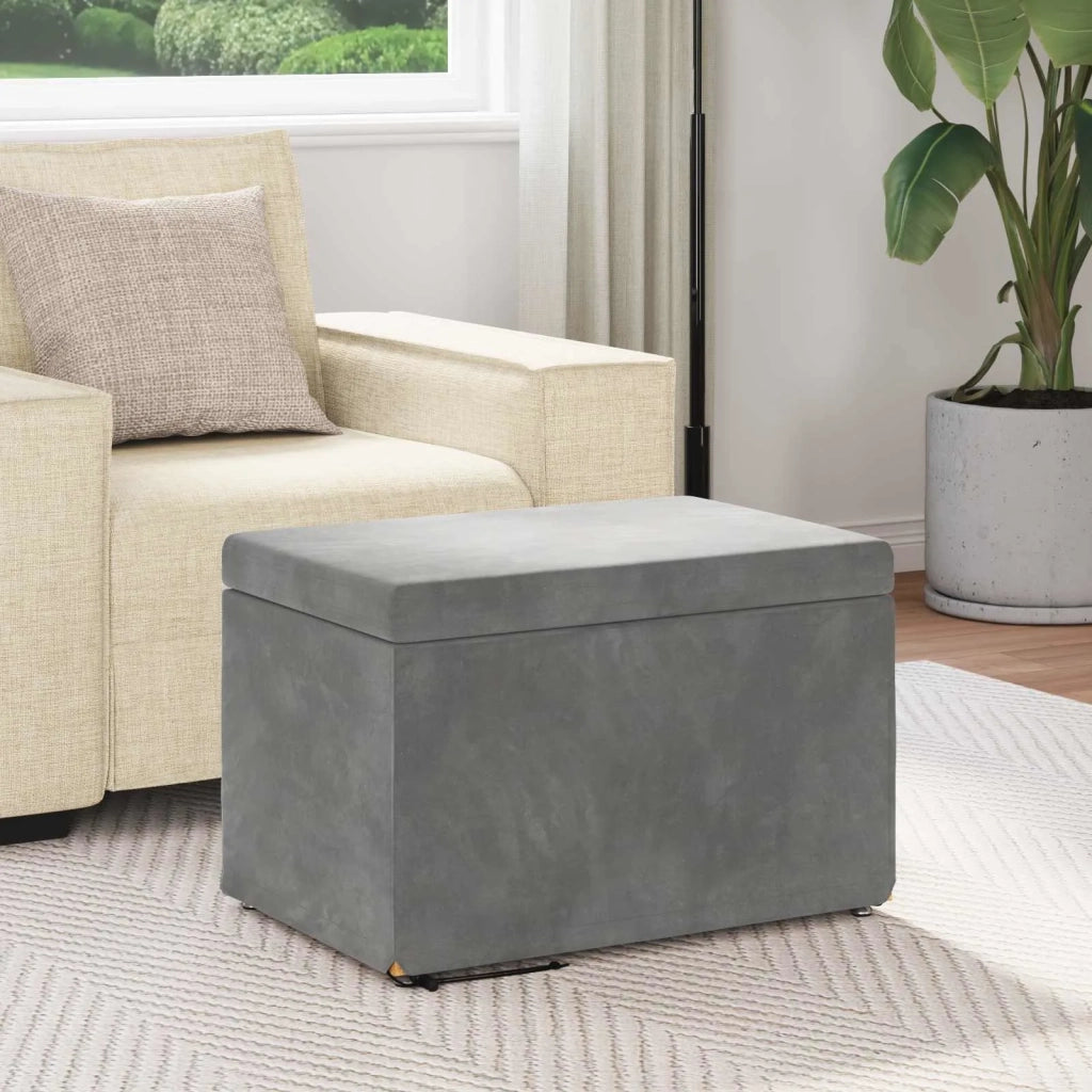 Pouf Grigio scuro Velluto e Legno Ingegnerizzato 876766
