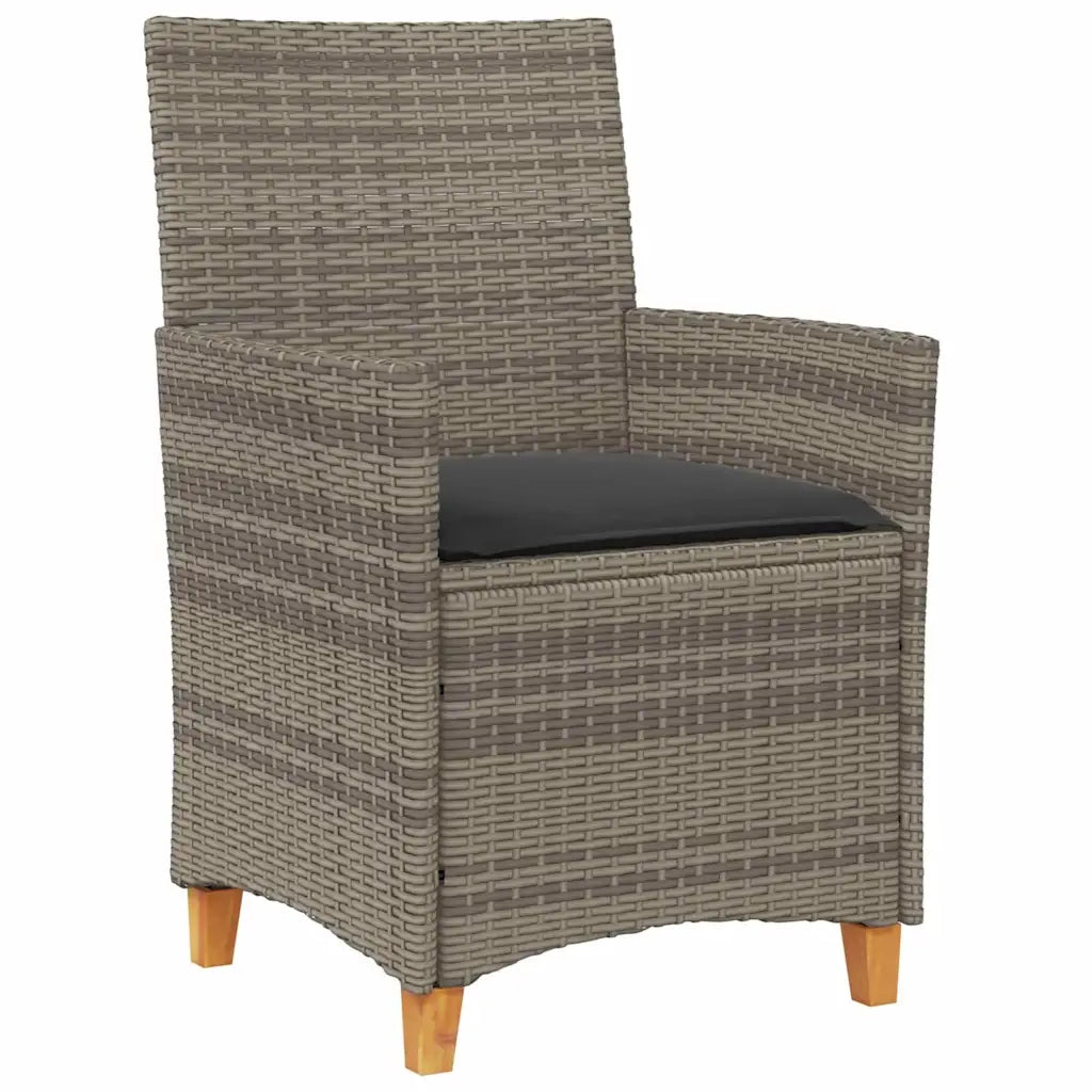 Set da Pranzo per Giardino 3 pcs Grigio polyrattan