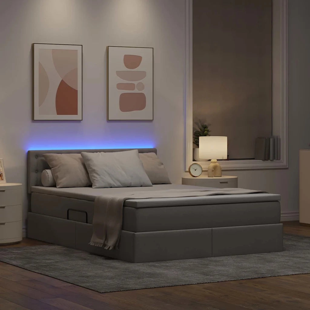 Letto con contenitore e LED con led Talpa 140 x 200 cm Tessuto