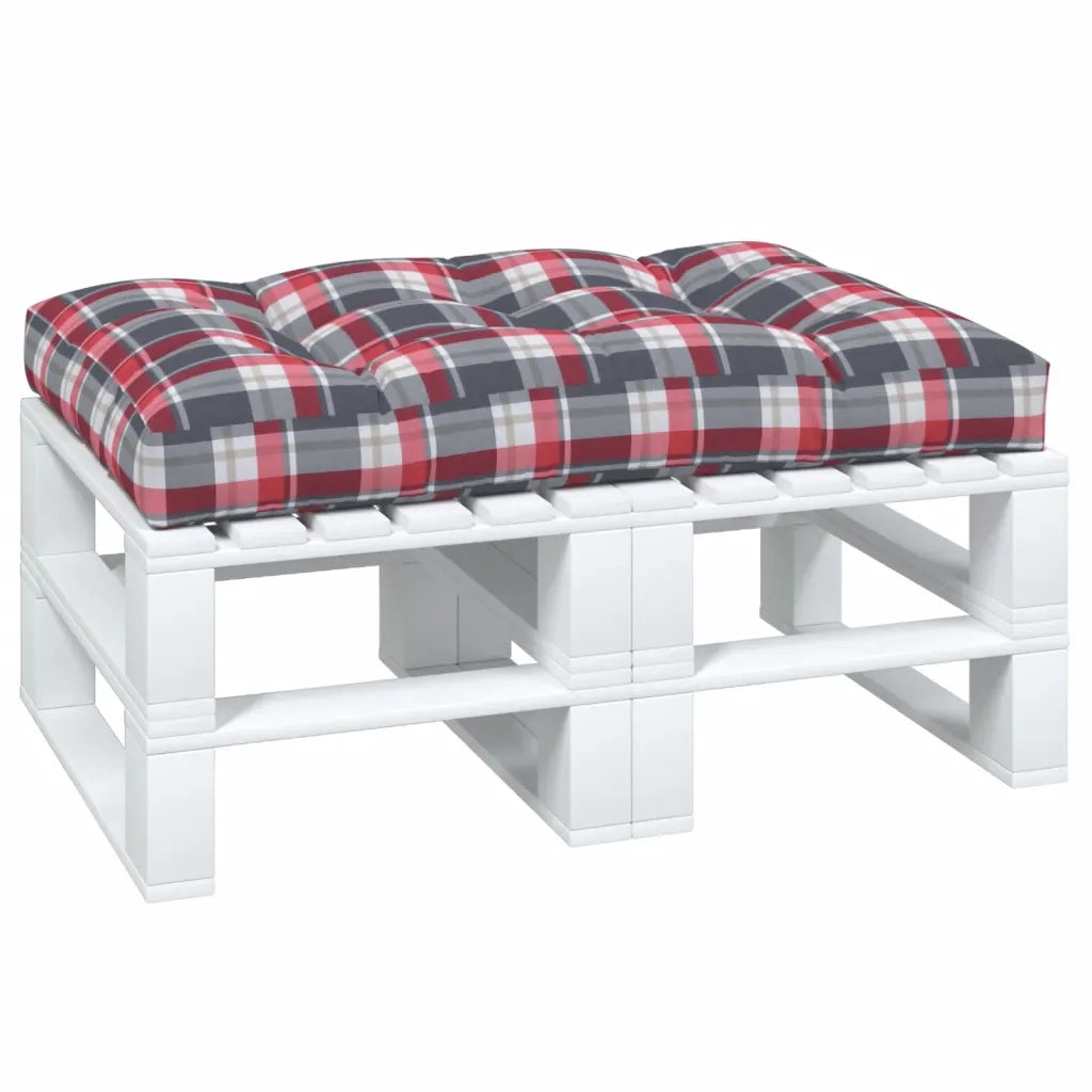 Cuscino per Pallet a Quadri Rossi 120x80x12 cm in Tessuto