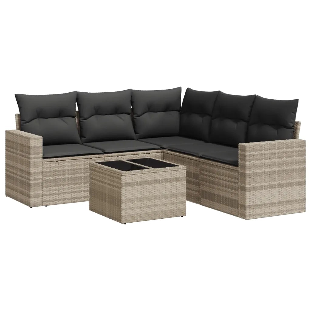 Set Divano da Giardino 6pz con Cuscini Grigio Chiaro Polyrattan 3251299