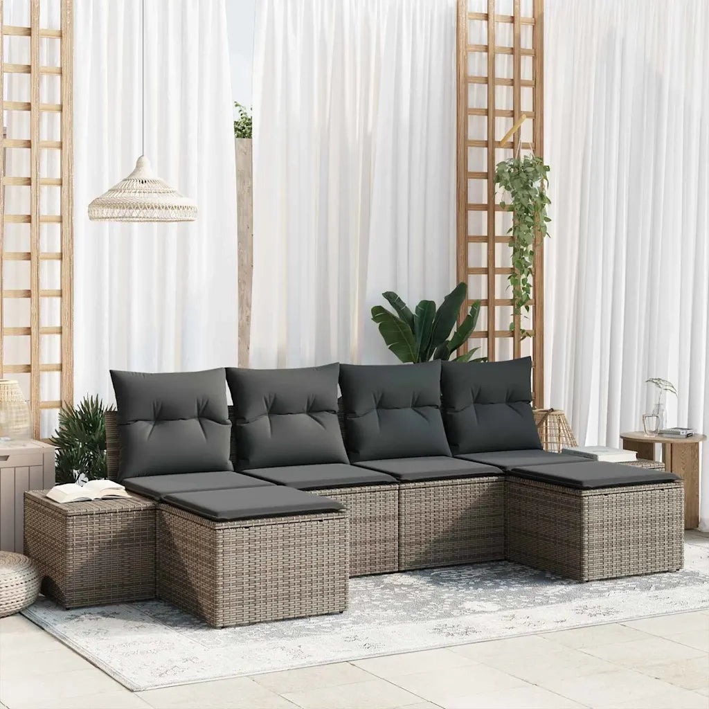 Set Divano da Giardino con cuscino 4 pcs Grigio polyrattan 3355838