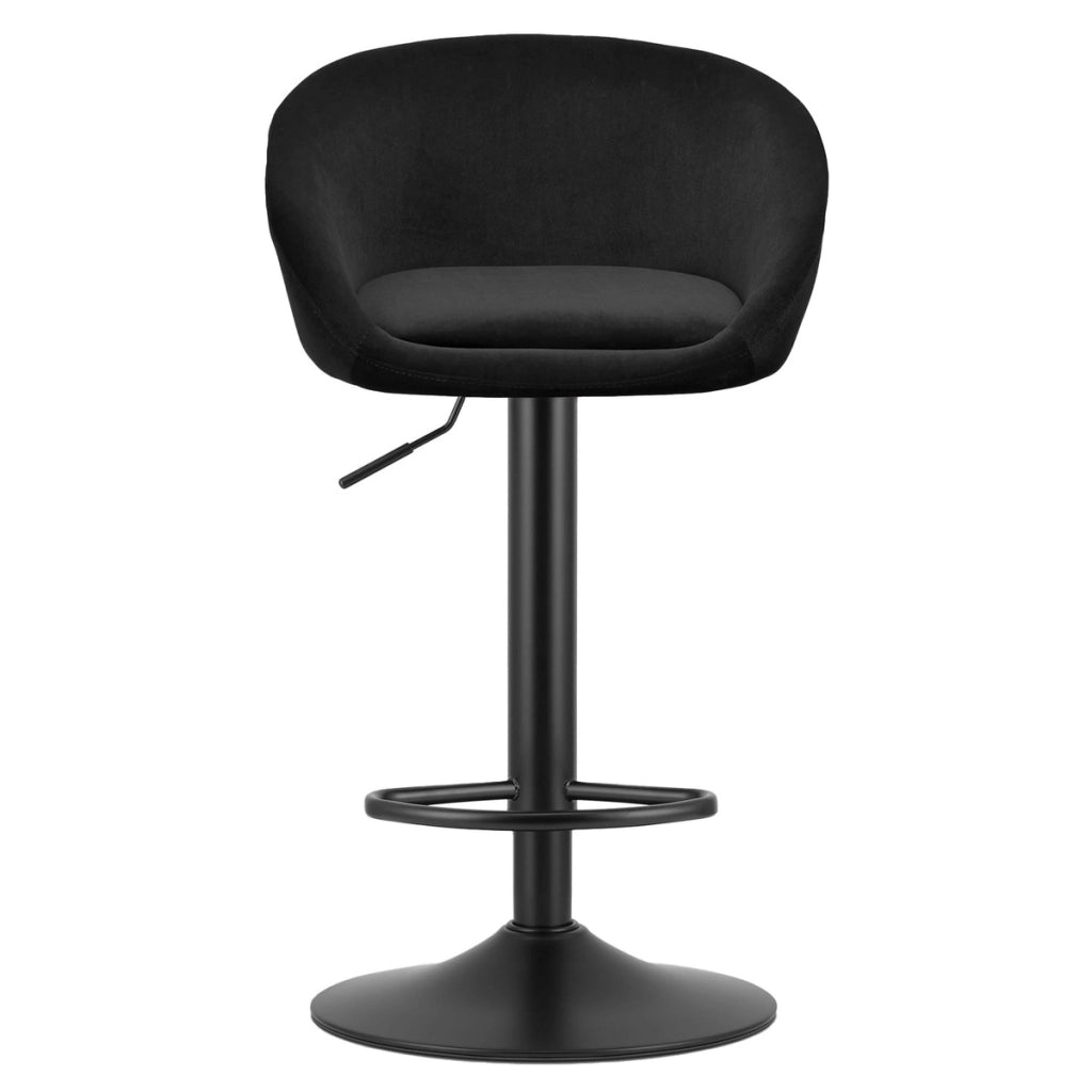 Sgabello da bar East in velluto nero con base girevole
