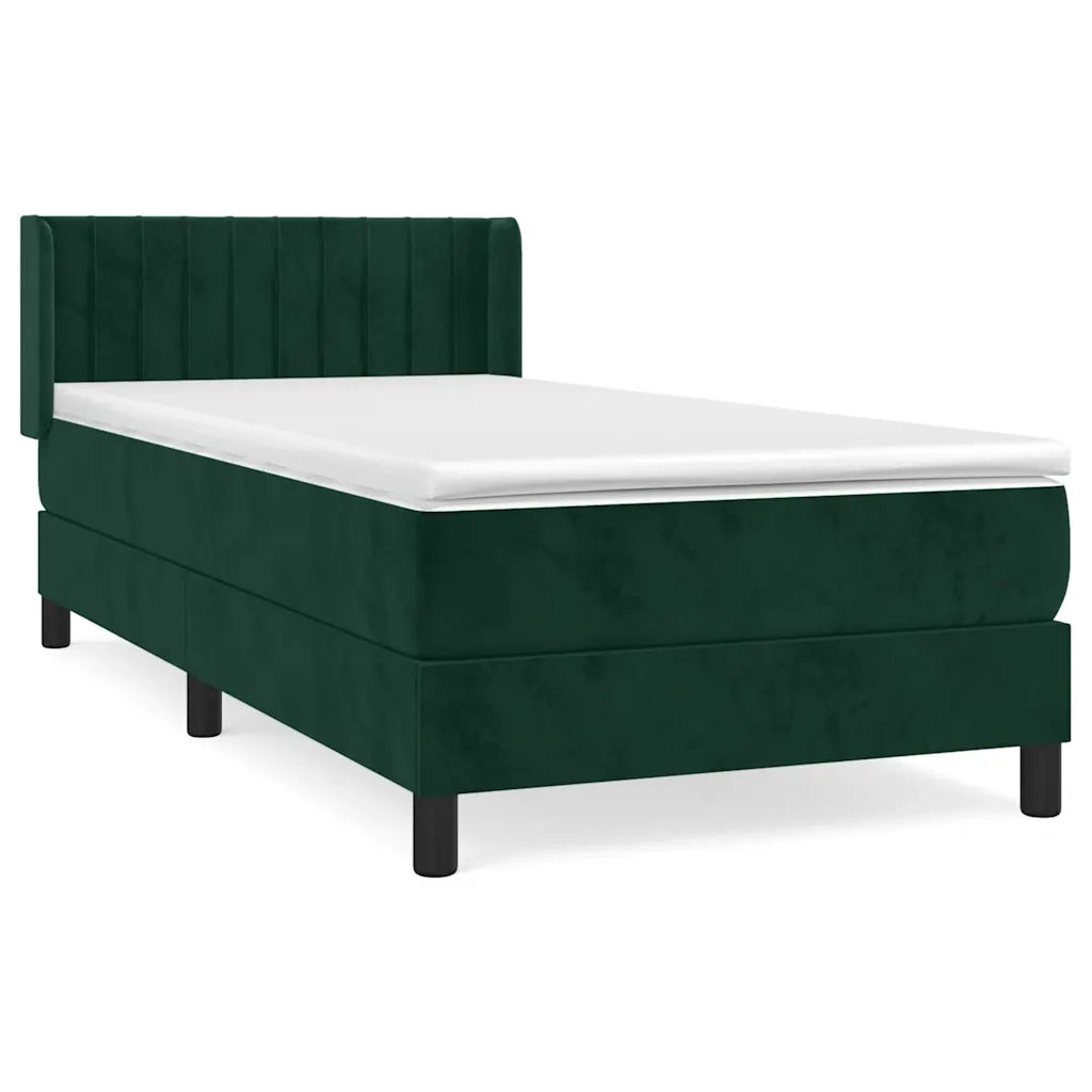 Giroletto a Molle con Materasso Verde Scuro 80x200 cm Velluto