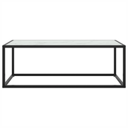 Tavolino da Salotto Nero con Vetro Marmo Bianco 100x50x35 cm 322881