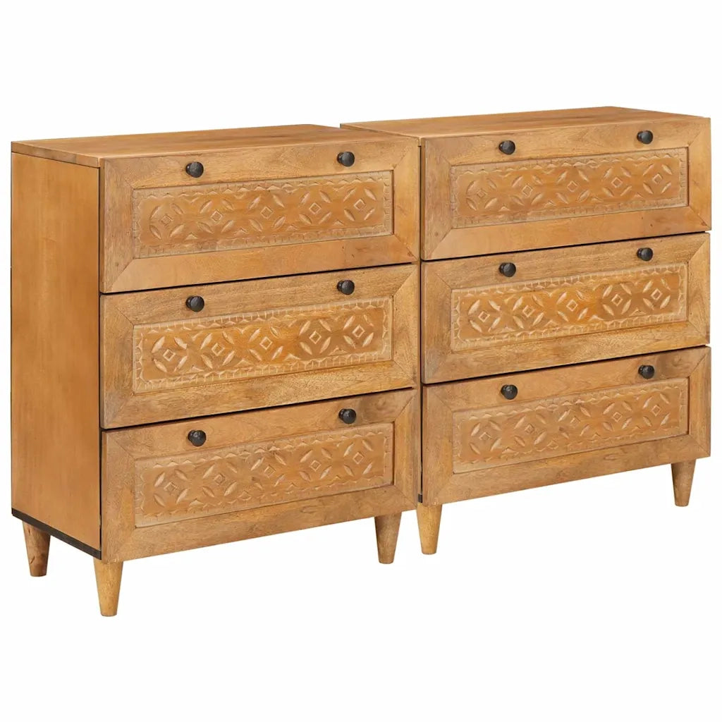 Credenza 2 pcs Marrone 60 x 33 x 75 cm legno massello di mango 3310064
