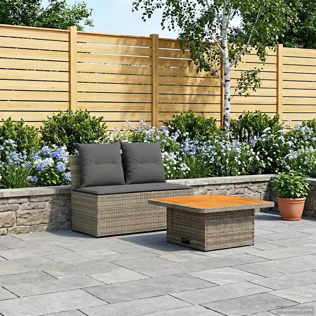2 Pezzo Divano medio da giardino con tavolino a scomparsa 42025392