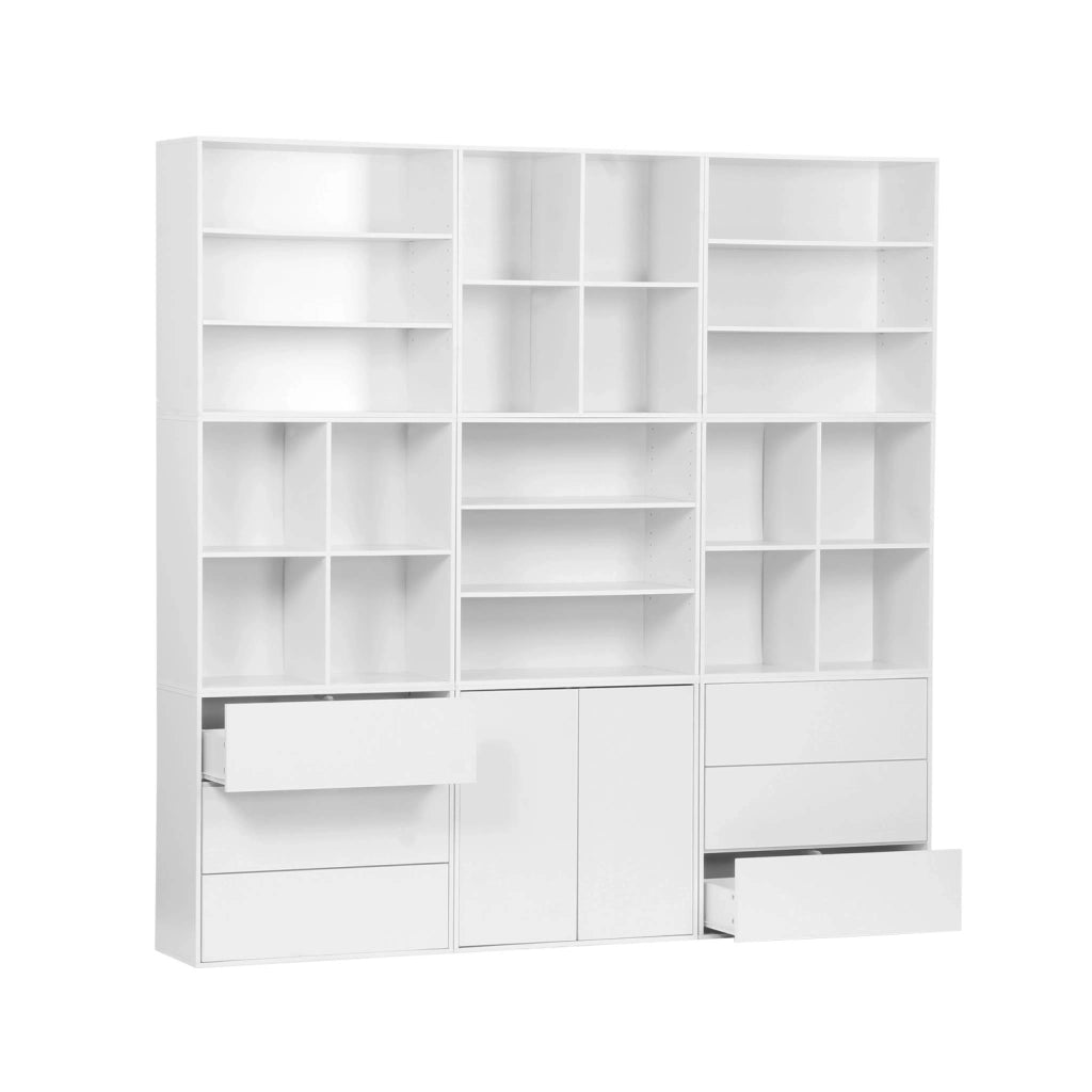 Libreria modulare decorativa in legno con 9 elementi, bianco
