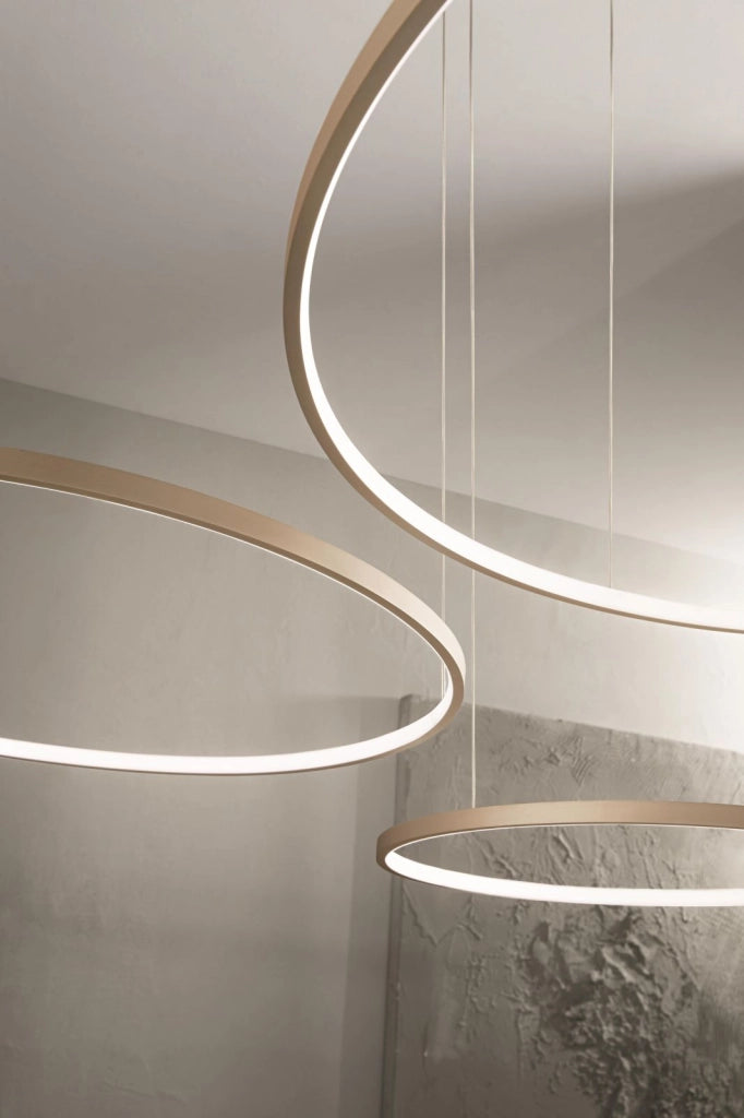 SOSPENSIONE MULTIPLA 3 LED SOEL ORO 3000K MAX 6720LM 113W DIMMERABILE D.60-80-100CM
