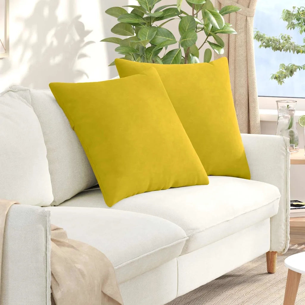 Cuscini da Divano 2 pcs Giallo 80 x 80 cm Tessuto in Cords 42014064