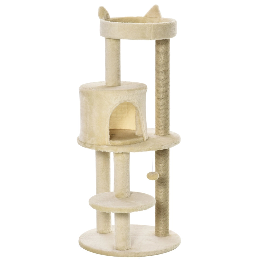 Albero Tiragraffi per Gatti con Cuccia e Piattaforma ¨C Minimal ¨C 104 cm Bianco