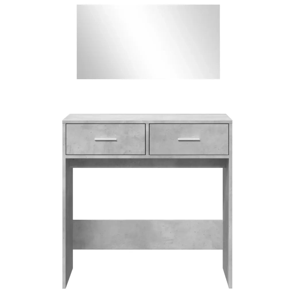 Toeletta | Tavolo da Trucco con Specchio Grigio Cemento 80x39x80 cm