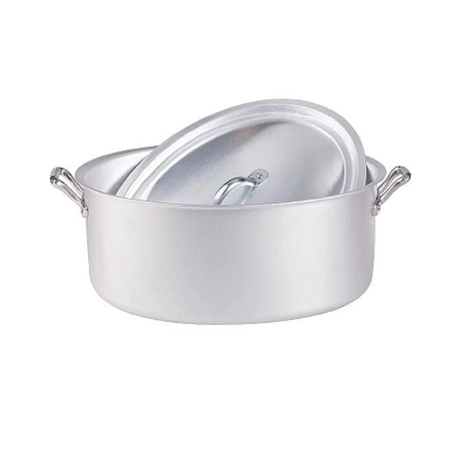 Pentole Agnelli FAMA2634 Linea Family Cooking Casseruola Ovale in Alluminio 34 cm con Coperchio e Due Maniglie colore Argento