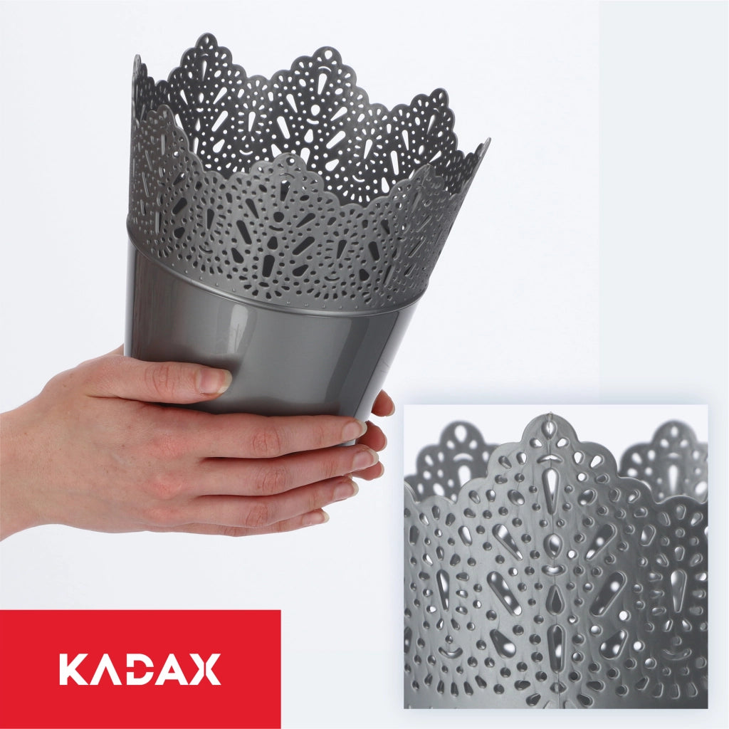 Vaso da fiori KADAX, vaso da fiori, coperchio, alto, in plastica, 16,5 cm, grigio