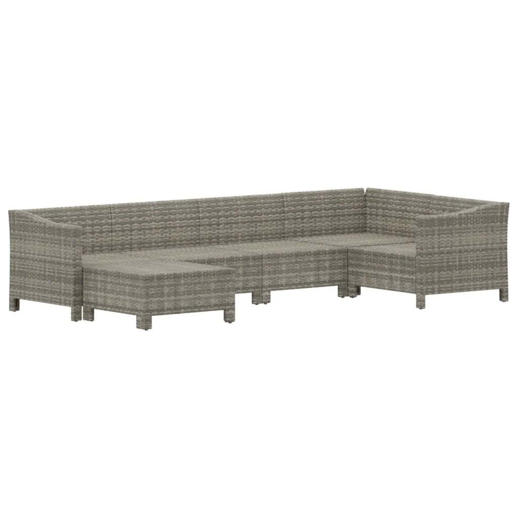 Set Divani da Giardino 6 pz con Cuscini in Polyrattan Grigio 3187291