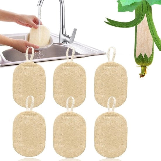 Set di spugne a loofah 6 pezzi - Biologico - Degrado naturale - Schiuma naturale - Ecologico - Biodegradabile - Buone proprietà schiumanti