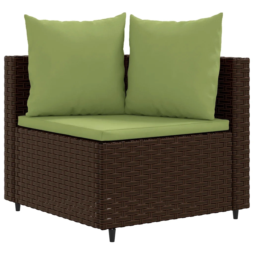Set Divano da Giardino 3 pz con Cuscini Marrone in Polyrattan 3308454