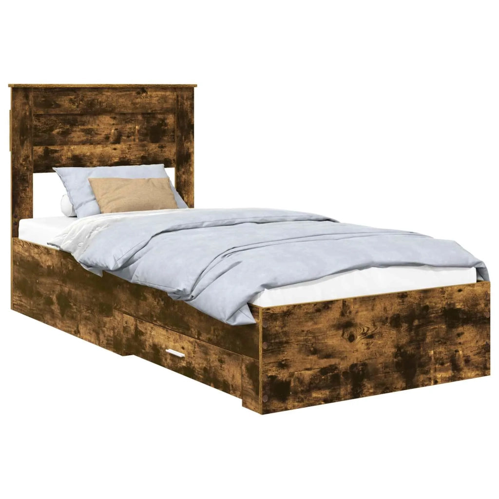 Struttura del letto Rovere fumé 100 x 200 cm Legno multistrato 3410023