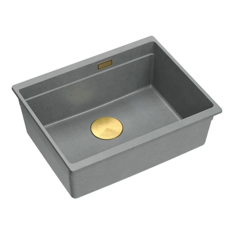 Lavello In Granito Logan 100 Grey Metallic Tappo rame spazzolato