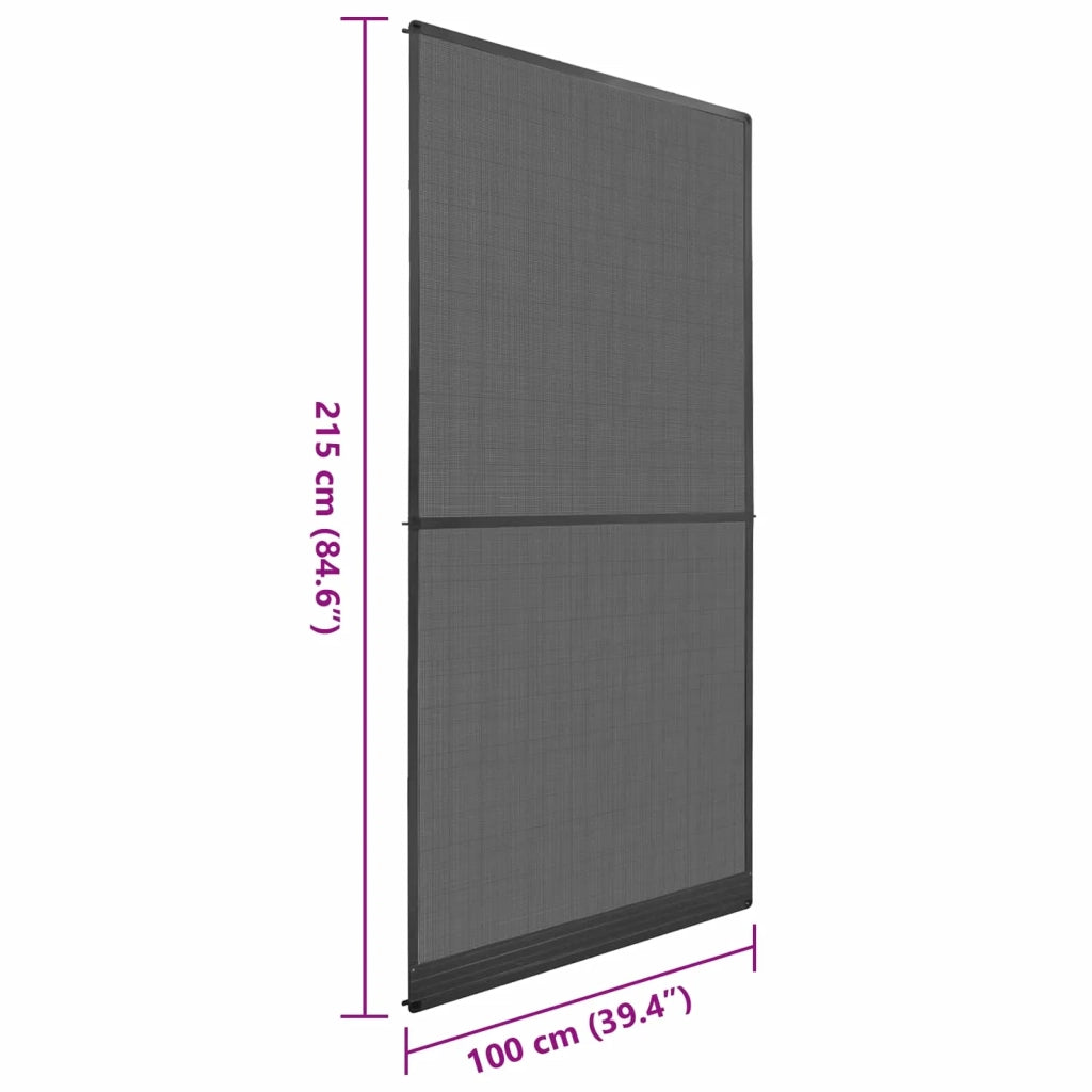 Schermo Insetti a Battente Antracite e Nero 100 x 215 cm 42047077