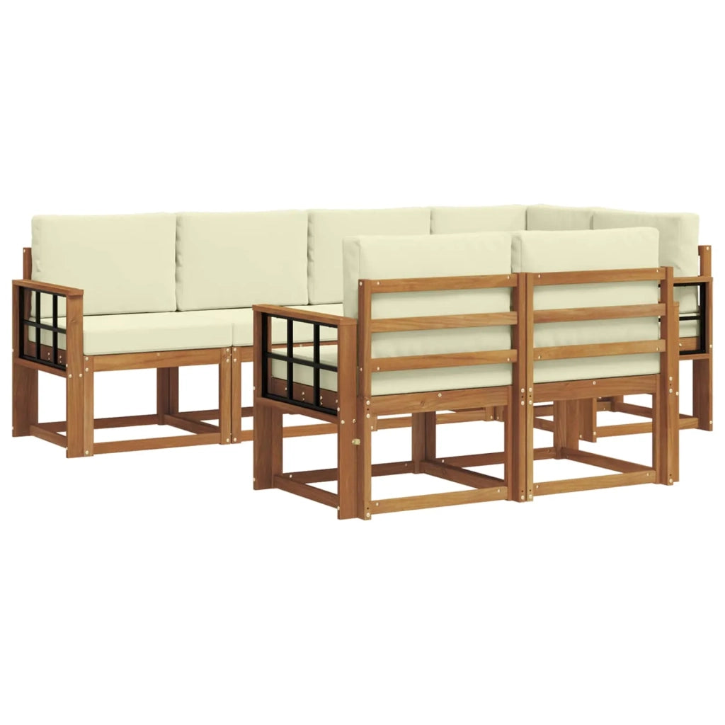 Set di divani da esterno con cuscino 7 pcs Naturale e Crema 3366543