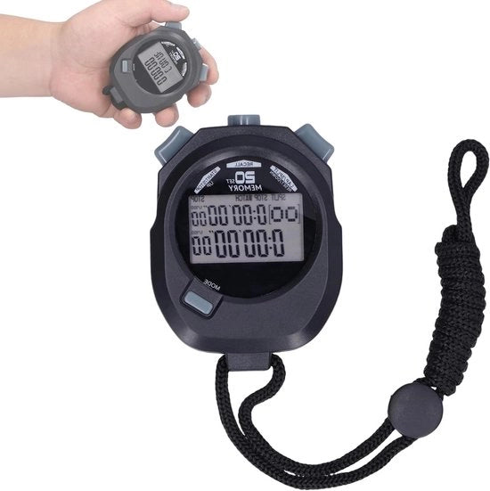 Sportstopwatch Digitale con Precisione 1/100 Secondo - Multifunzionale con Sistema 12/24 Ore per Arbitro Sportivo