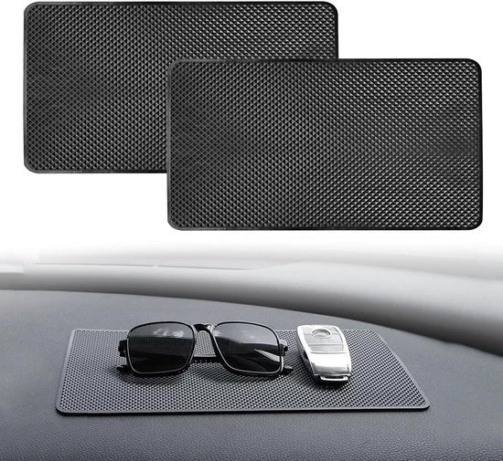 2 pezzi di antislipmat universale per auto, 27 x 15 cm, con forte aderenza per protezione contro oggetti sul cruscotto, resistenti a temperature elevate, PVC, protezione per occhiali da sole, chiavi e smartphone