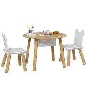 Set Tavolo e 2 Sedie Bambini ¨C Xylo ¨C Legno Rosa con Schienale Forma Orso e Cassetto