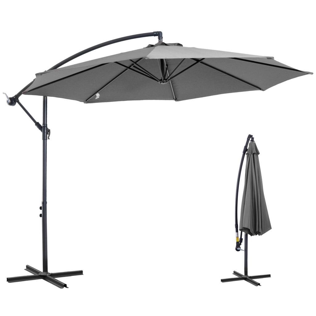 Ombrellone Decentrato 3x2.5m ¨C Xylo ¨C Acciaio Poliestere Anti-UV Grigio con Manovella