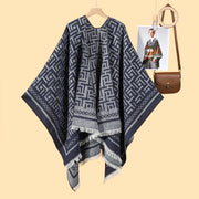 Sciarpa double face divisa in stile europeo e americano, cardigan caldo e reversibile da donna, adatto per l'uso esterno e per tenersi al caldo.