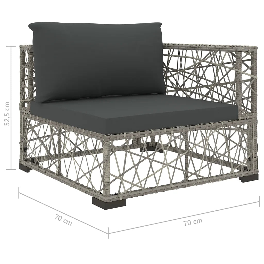 Set Divani da Giardino 5 pz con Cuscini in Polyrattan Grigio 46813