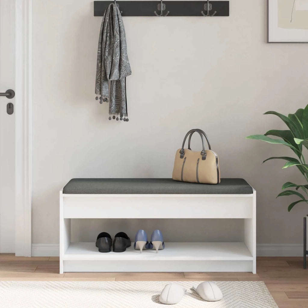 Panca per ingresso con cuscino Bianco 103 x 38 x 45 cm 891584