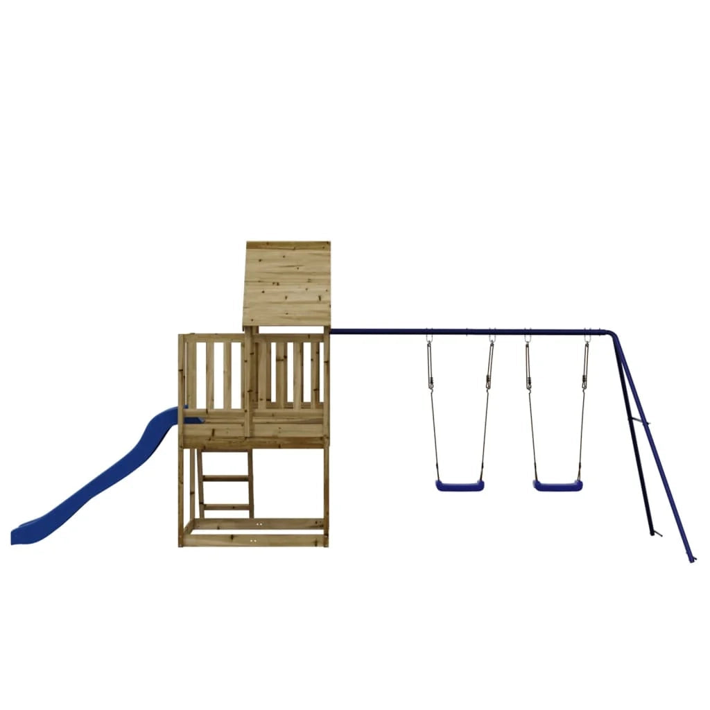 Area giochi all'aperto con altalene scivolo e robuste strutture per arrampicarsi giochi da giardino 564 x 235 x 228 cm legno di pino impregnato 02_0004819