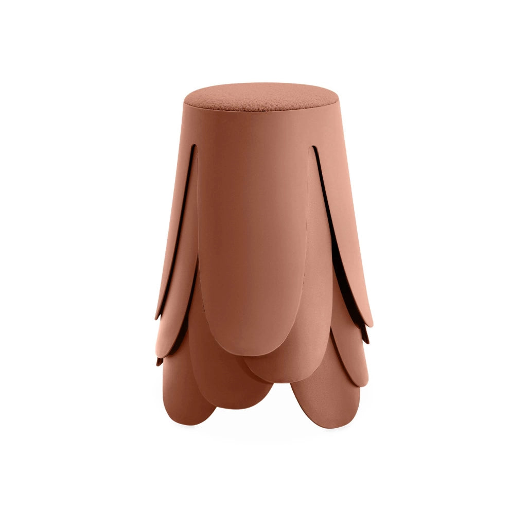 Set 4 sgabelli impilabili in bouclé, terracotta