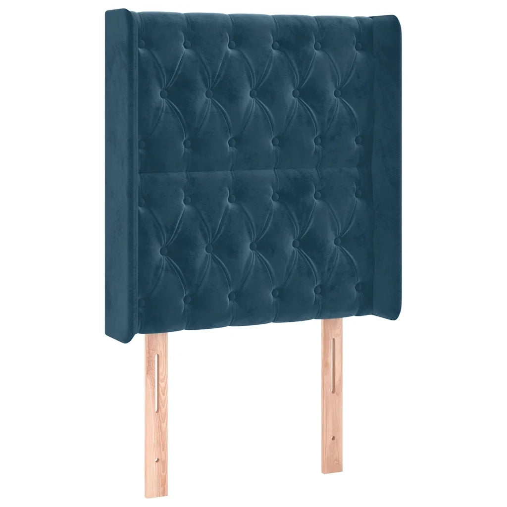 Testiera | Testata ad Orecchio Blu Scuro 83x16x118/128 cm in Velluto