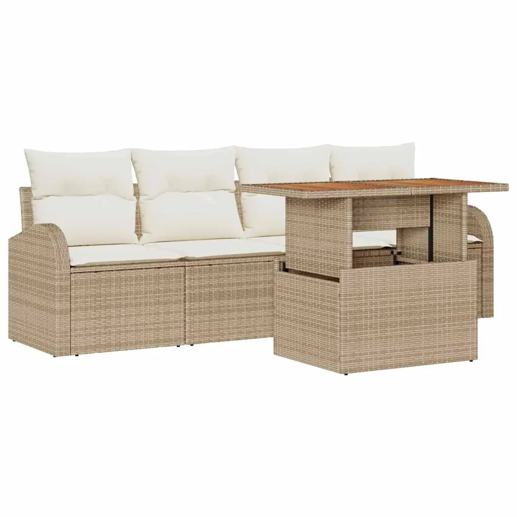 Set Divano da Giardino 5 pcs Beige Poly Rattan 3358255
