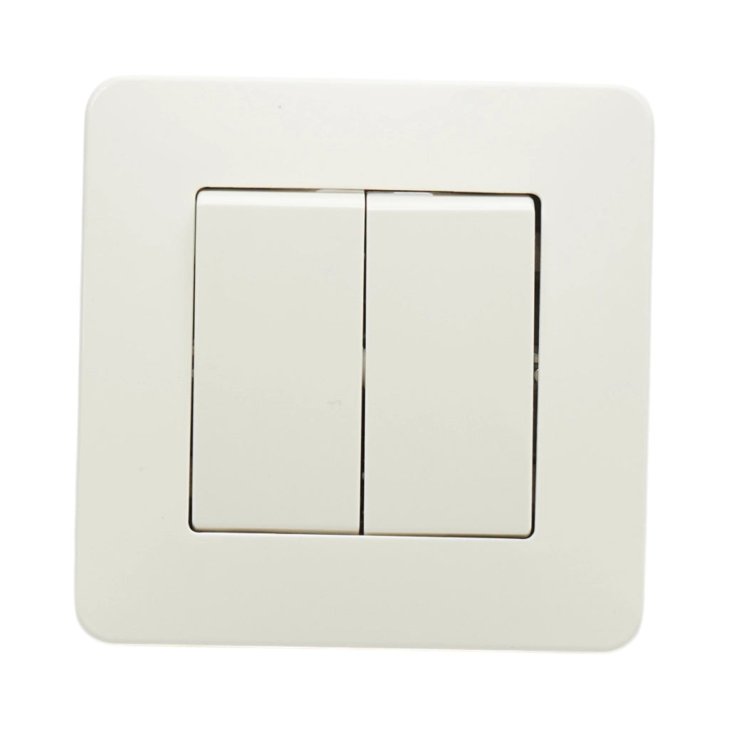 Interruttore doppio, bianco, da incasso, 220V, 10AX, PC 80x80mm