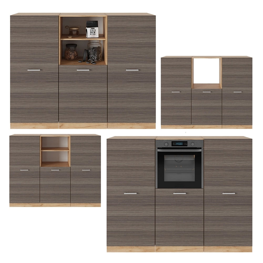 Cucine componibili piccole R-Line Grigio nobile/Rovere dorato 180 cm senza piano di lavoro Vicco