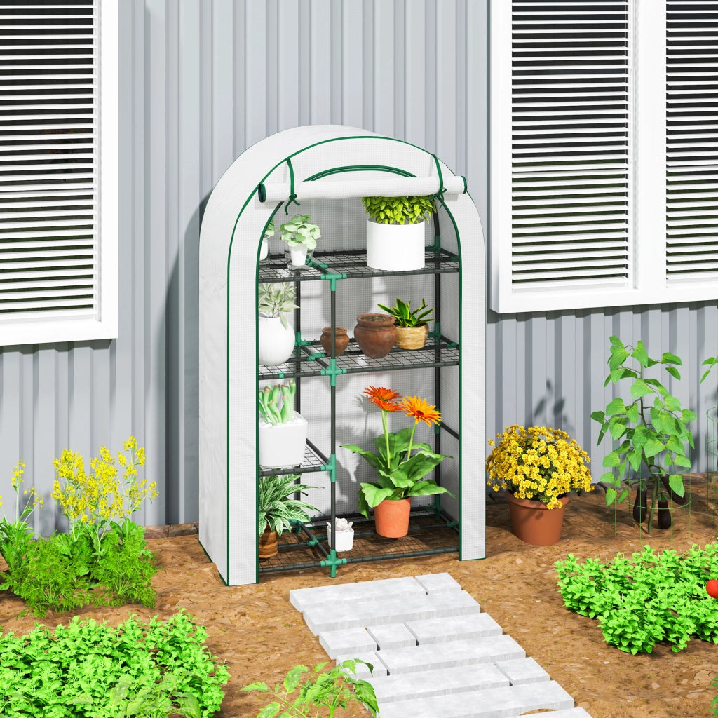 Serra da Giardino 4 Ripiani ¨C Xylo ¨C Telo Plastica Bianco 100x45x160cm