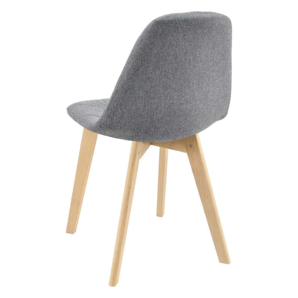 Set di 6 Sedie Imbottite per Sala di Pranzo/Attesa/Salotto/Studio - 6 Sedie in Stile Trapuntato - Rivestimento in Tessuto, Gambe in Legno di Faggio - Grigio Chiaro