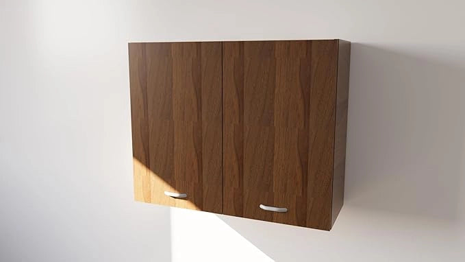 Pensile Cucina  in Legno Nobilitato Noce Mobile Alto con 2 Ante, Pensile Componibile Moderno Made in Italy (H80XL60XP32cm)