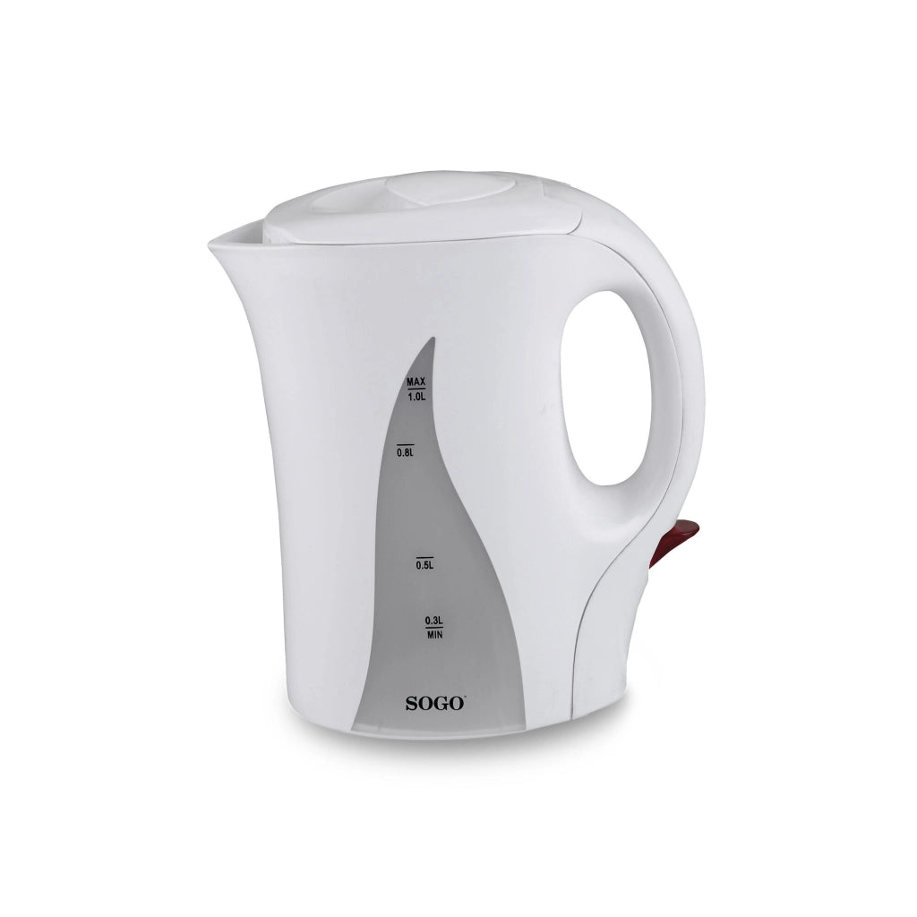 Bollitore elettrico da 1 litro con spegnimento automatico, resistenza acciaio inox, indicatore livello acqua 1100W - SOGO