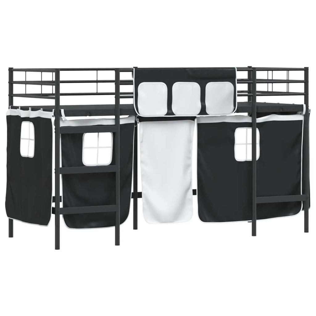 Struttura del Letto Loft per Bambini con Tendine-Giroletto per bambini Nero 779361