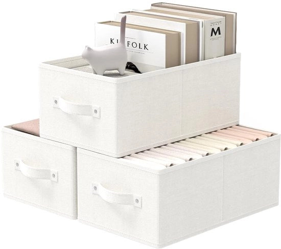 Set di contenitori di archiviazione da 3 pezzi con maniglie - contenitori di archiviazione in velluto - 41 x 25 x 16,5 cm - resistente e pieghevole