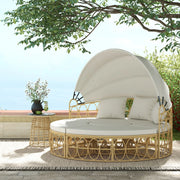 Set Divano da Giardino 2 Posti con Copertura Pieghevole e Tavolino ¨C MINIMAL ¨C Beige