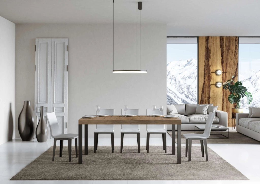 Tavolo allungabile 90x160/420 cm EveryX Premium quercia natura telaio Antracite