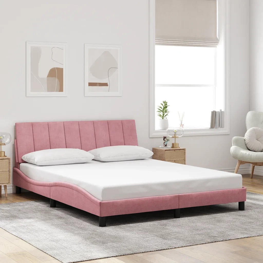 Giroletto senza Materasso Hanko Rosa 160x200 cm in Velluto