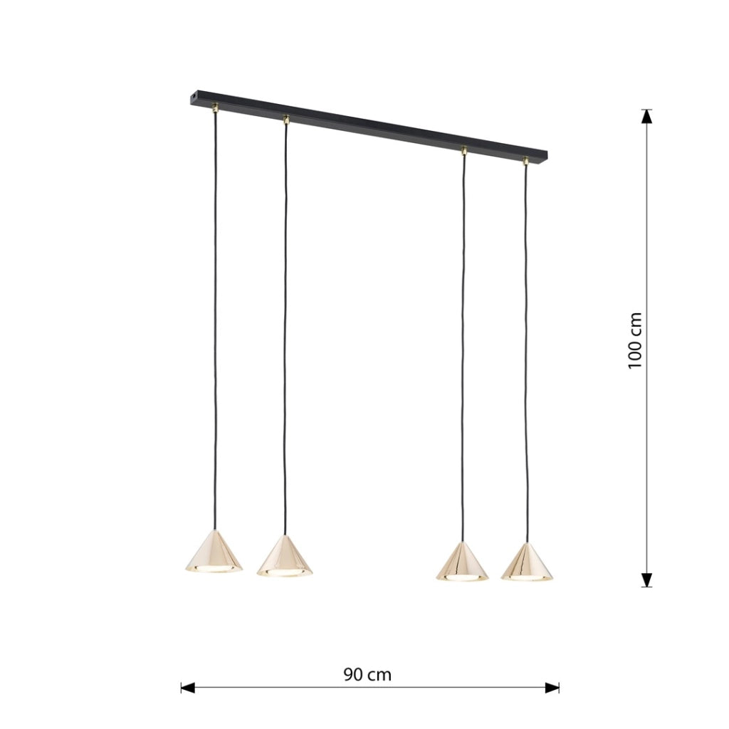Lampada a sospensione Emibig ELIT barra nera oro 4xGX53