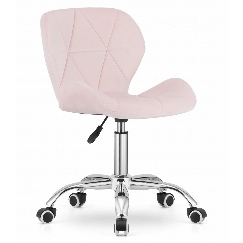 Sedia da ufficio girevole Avola in velluto rosa chiaro