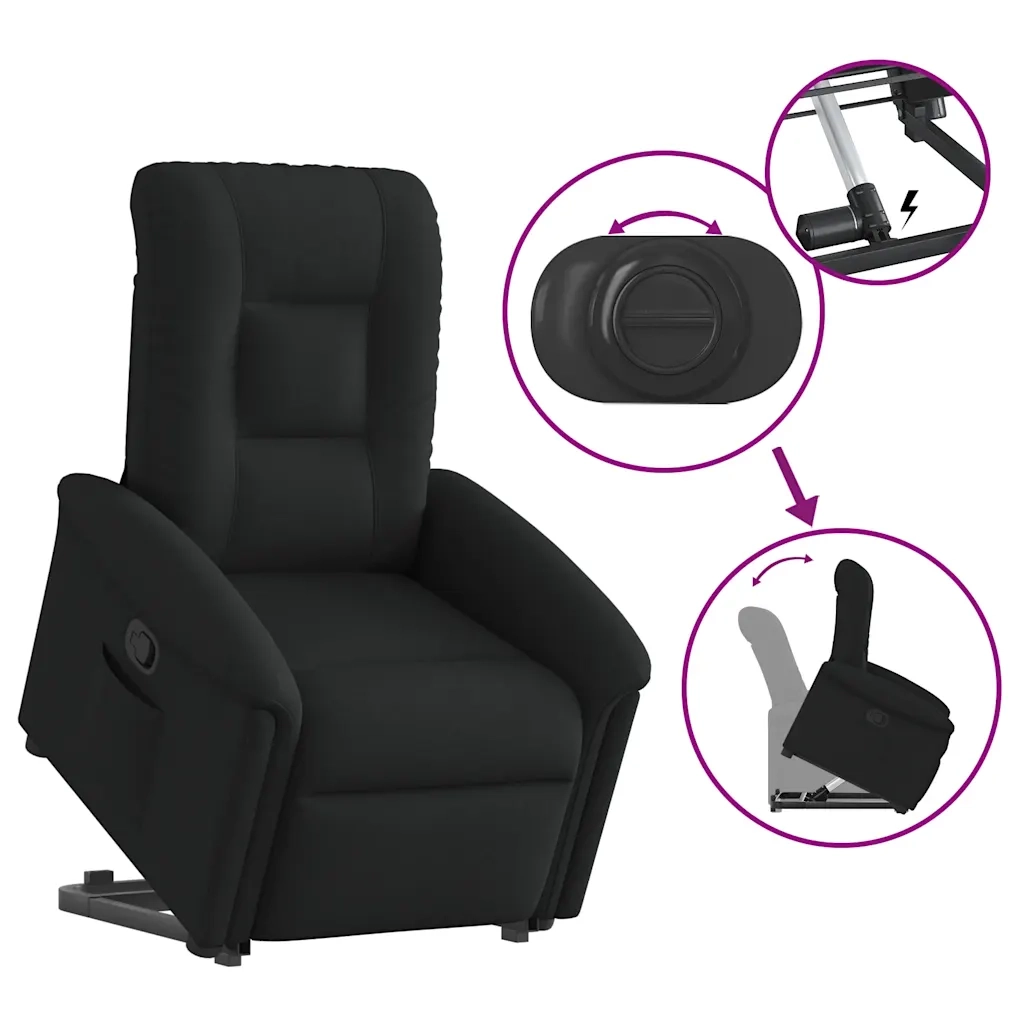 Poltrona Alzapersona Reclinabile Nera in Tessuto 3303256